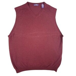 J. Ashford Men's Vest Burgundy Red Wool‎ Blend V Neck Sleeveless Sweater L
